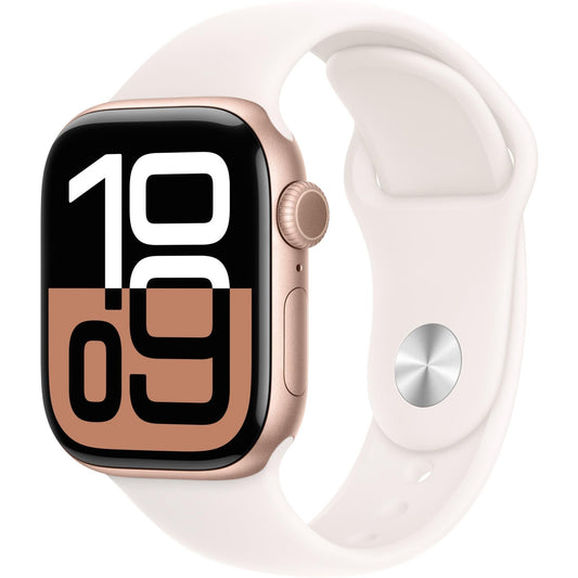 Apple Watch Series 10 GPS + Cellular, 46mm Aluminum Case [ Light Blush Sport Band M/L - Rose Gold ]