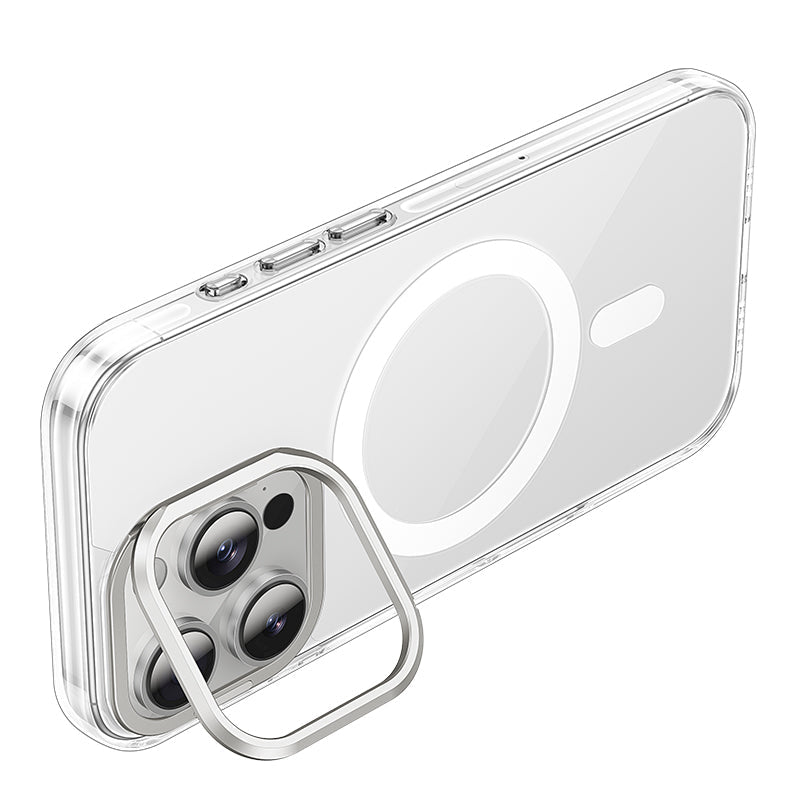 Hoco Premium Magnetic Clear Case w/ 4 Corner Air Cushion, Hidden Lens Stand, Germany Anti Yellowing Material (AS9) [ iPhone 16 Pro]