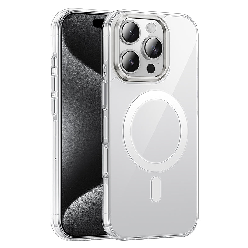 Hoco Premium Magnetic Clear Case w/ 4 Corner Air Cushion, Hidden Lens Stand, Germany Anti Yellowing Material (AS9) [ iPhone 16 Pro]