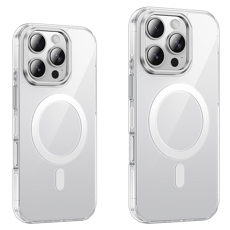 Hoco Premium Magnetic Clear Case w/ 4 Corner Air Cushion, Hidden Lens Stand, Germany Anti Yellowing Material (AS9) [ iPhone 16 Pro]