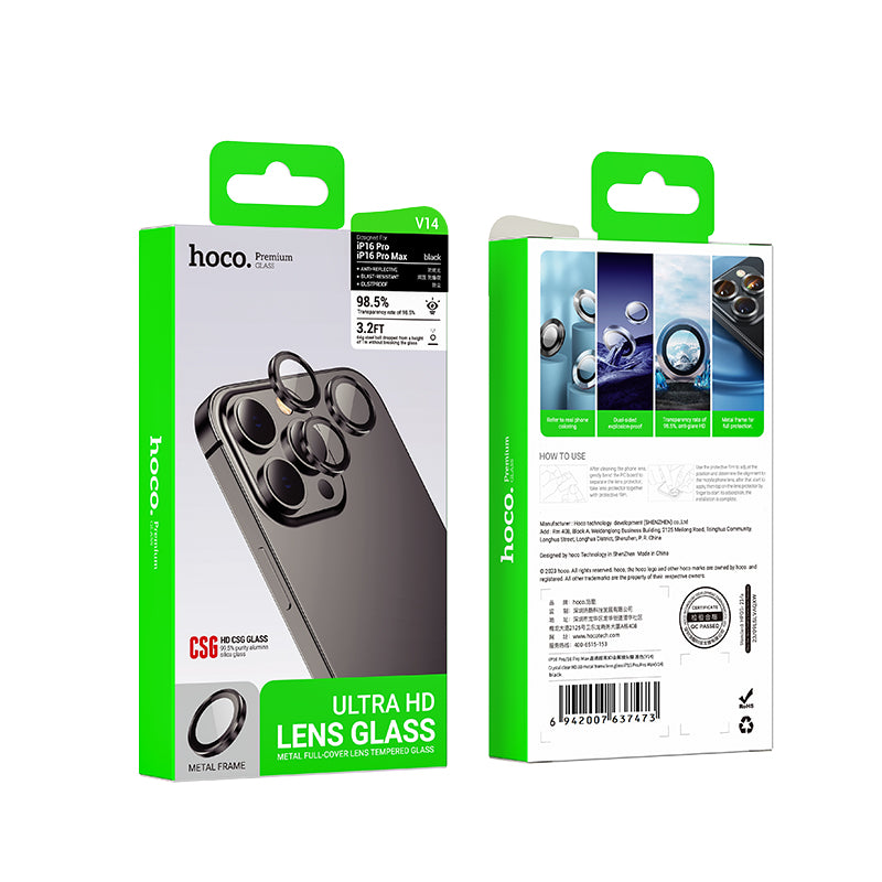 Premium Camera Lens Protector w/ Metallic Ring, CSG Anti Glare Lens (V14) [iPhone 16 Pro / 16 Pro Max]