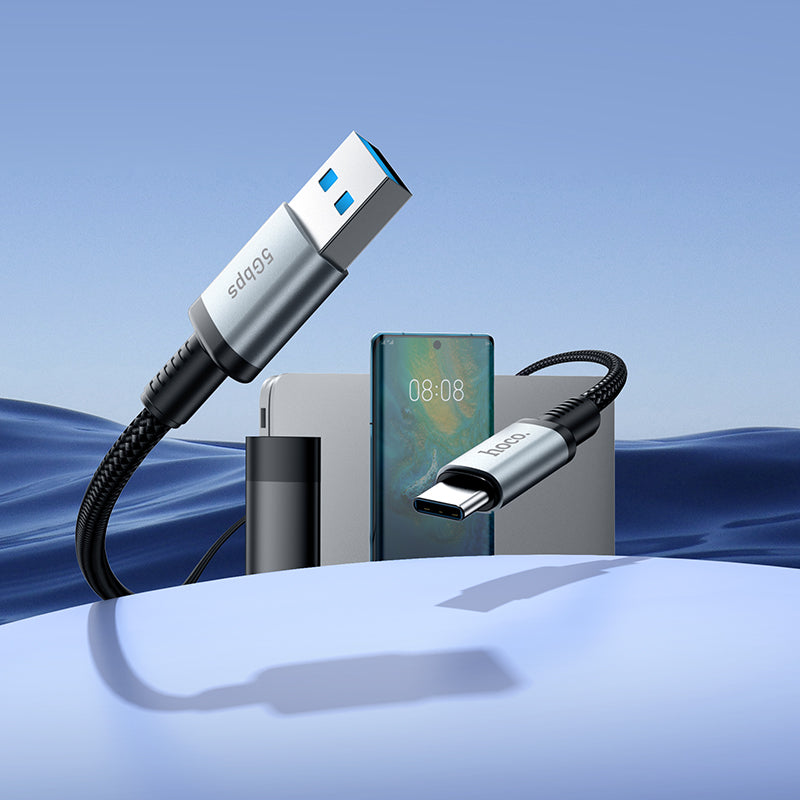 Hoco Usb 3.0 Type C Cable W/ 5Gbps High Speed Data, Fast Charging (Us10) 0.5M