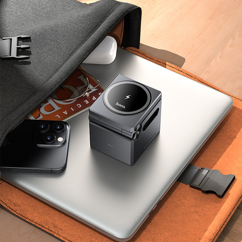 Hoco 15W 3-in-1 Magnetic Wireless Fast Charger with Compact Cube Design (CQ8)