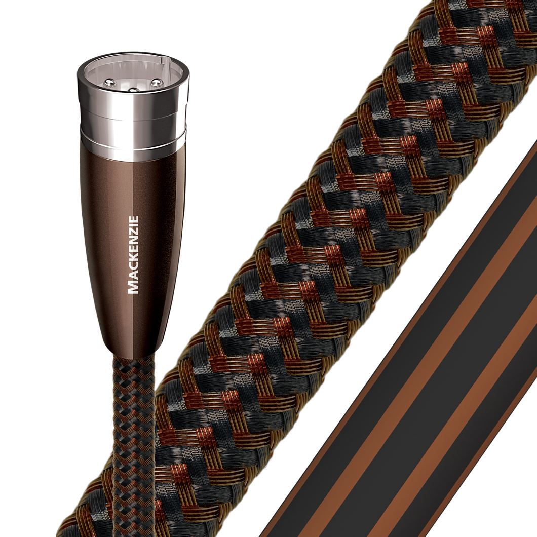 AUDIOQUEST Mackenzie 2M XLR to XLR pair. Solid Perfect-Surface Copper Plus. Triple Balanced. foam dielectric. Cold-welded, silver over pure copper termination .Jacket - brown - black