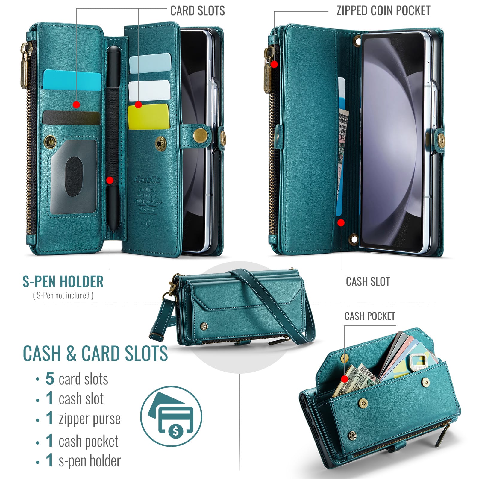Samsung Galaxy Z Fold 5 Crossbody Wallet [Teal]