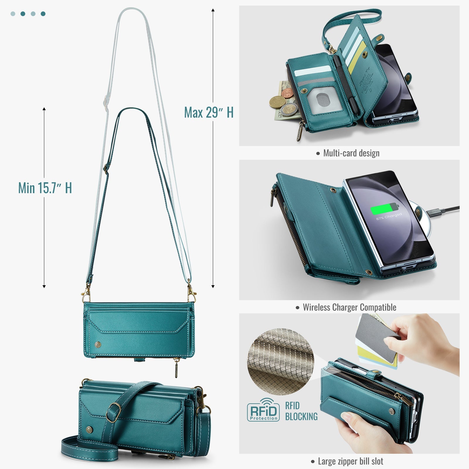Samsung Galaxy Z Fold 5 Crossbody Wallet [Teal]