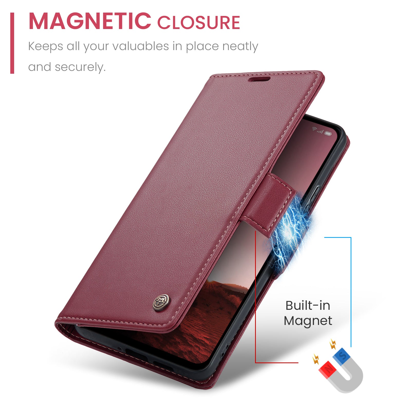 Oppo Reno 13 Pro 5G Pu Wallet Case [Maroon]