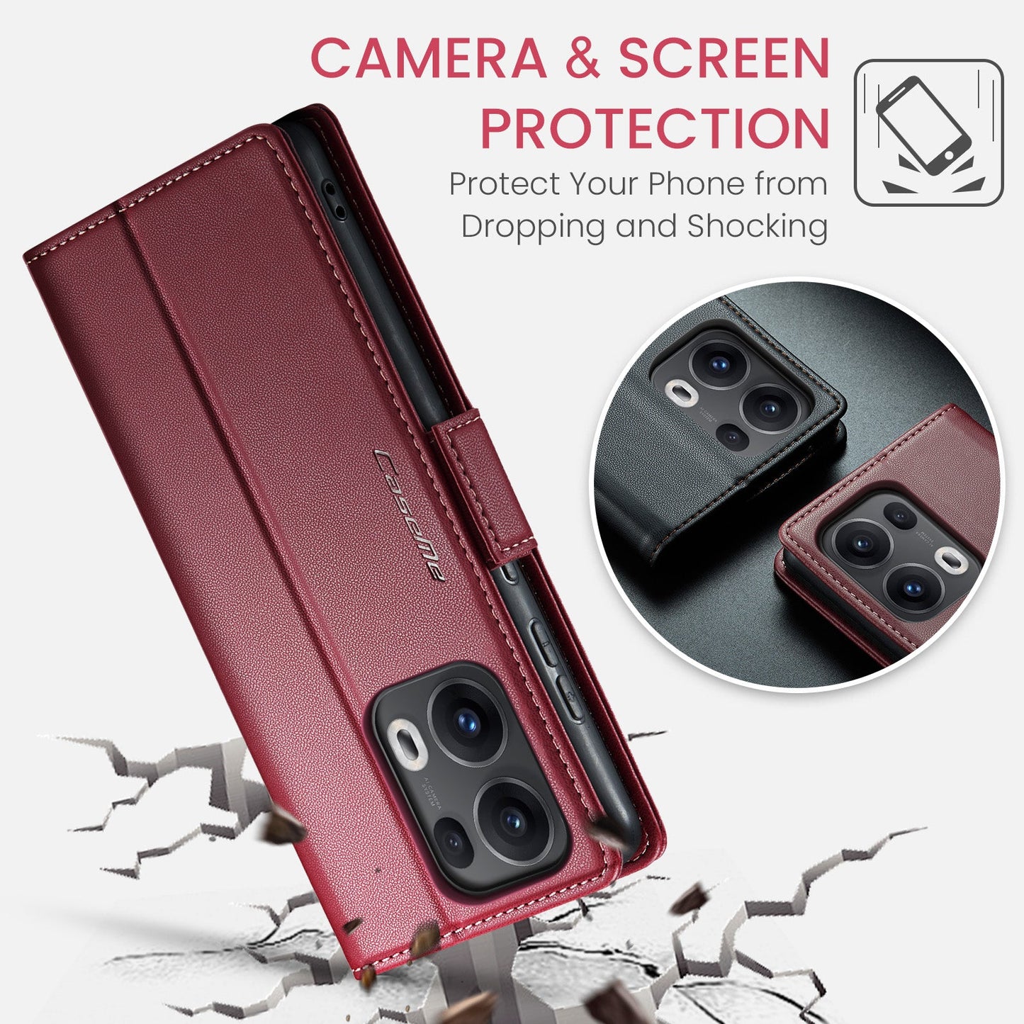 Oppo Reno 13 Pro 5G Pu Wallet Case [Maroon]