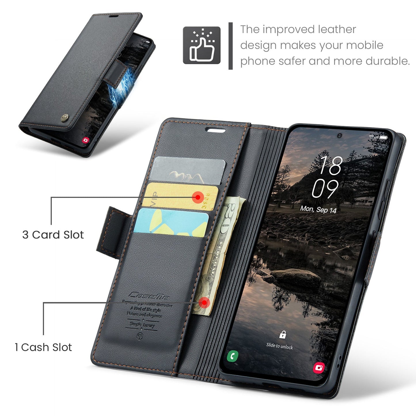Galaxy S25 Plus Pu Wallet Case [Black]