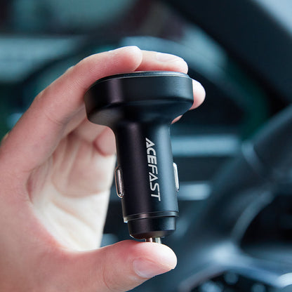 Acefast 66W 3-Port Super Fast Car Charger w/ 2 x USB-A + UAB-C, Zinc Alloy Body (B9)