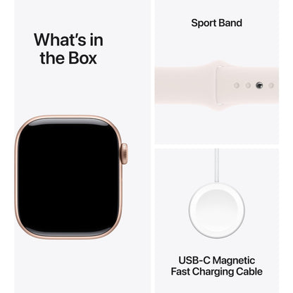 Apple Watch Series 10 GPS, 46mm Aluminum Case [ Light Blush Sport Band S/M MWWT3 - Rose Gold ]
