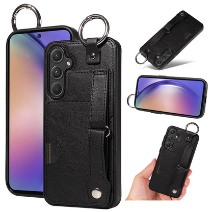 Samsung Galaxy A55 5G Hand Strap PU Card Case Black