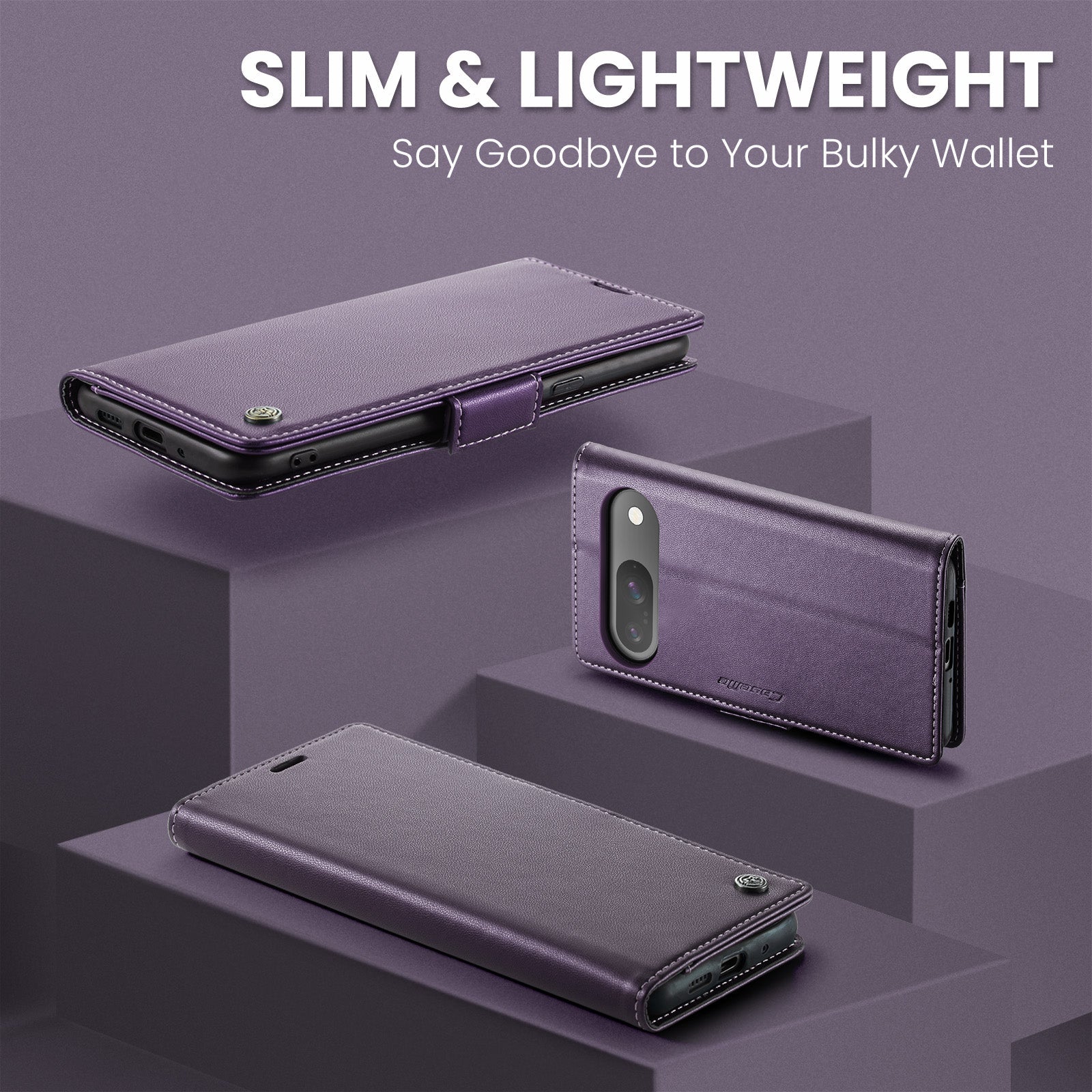 Google Pixel 9 Pro Pu Wallet Case [Purple]