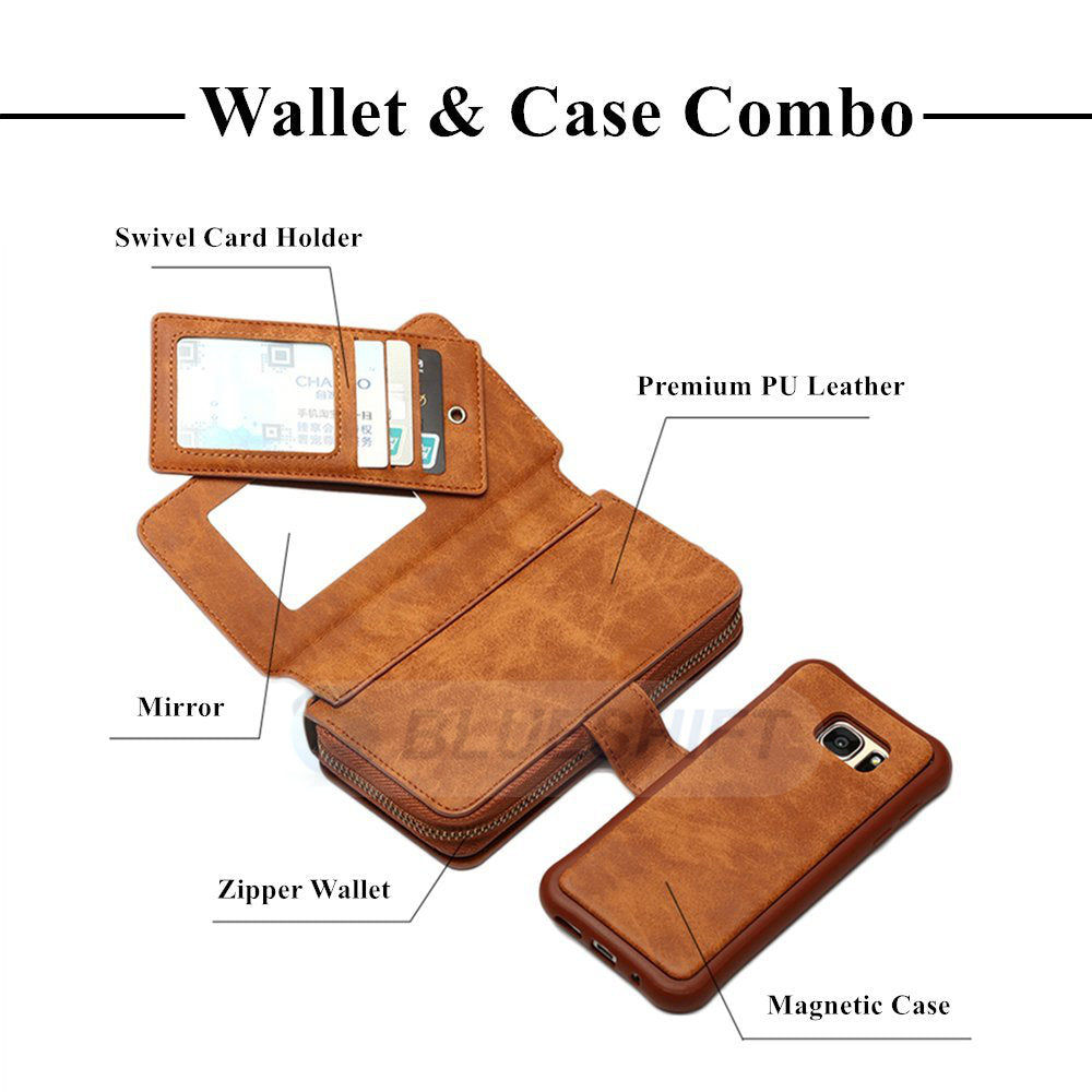 Samsung Galaxy S7 Deluxe Zipper Case Brown