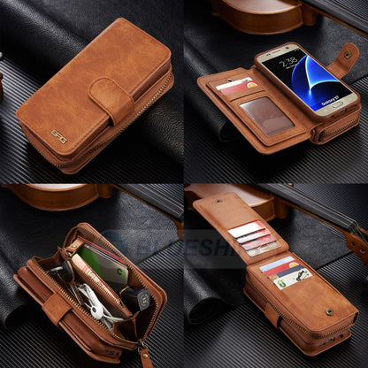 Samsung Galaxy S7 Deluxe Zipper Case Brown