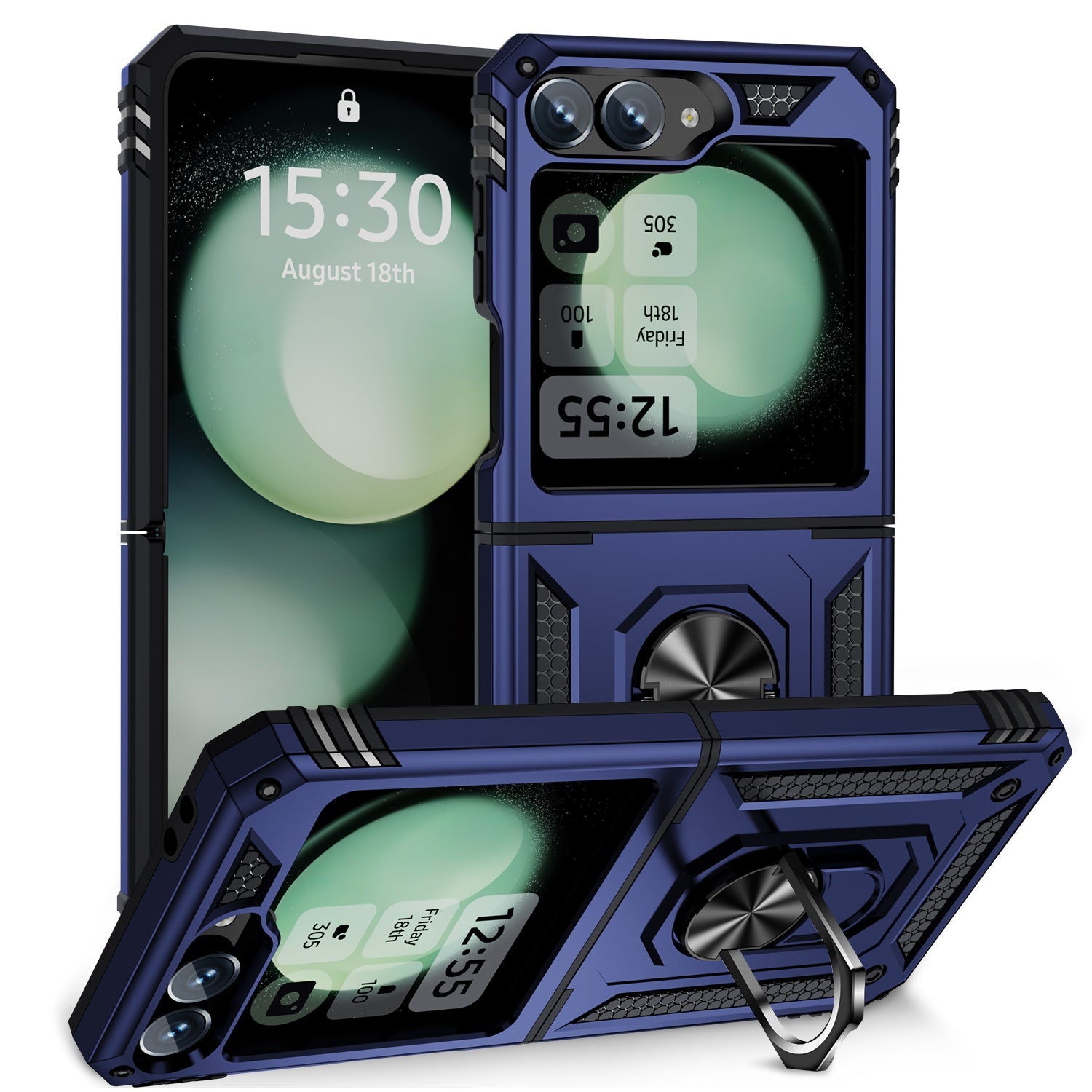 Galaxy Z Flip 7 Fe Military Armour Ring Case [Navy]