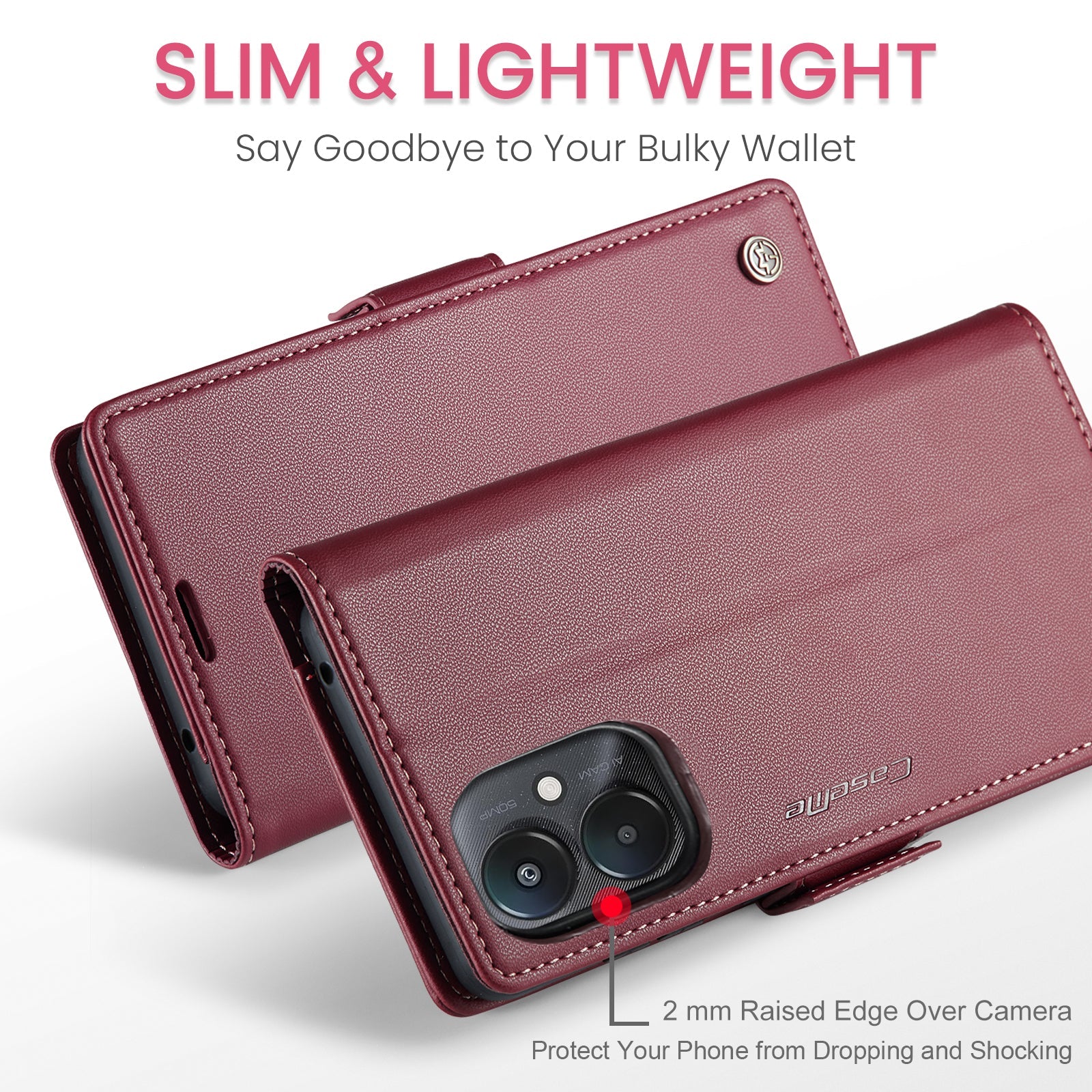 Xiaomi Poco C65 Pu Wallet Case [Maroon]