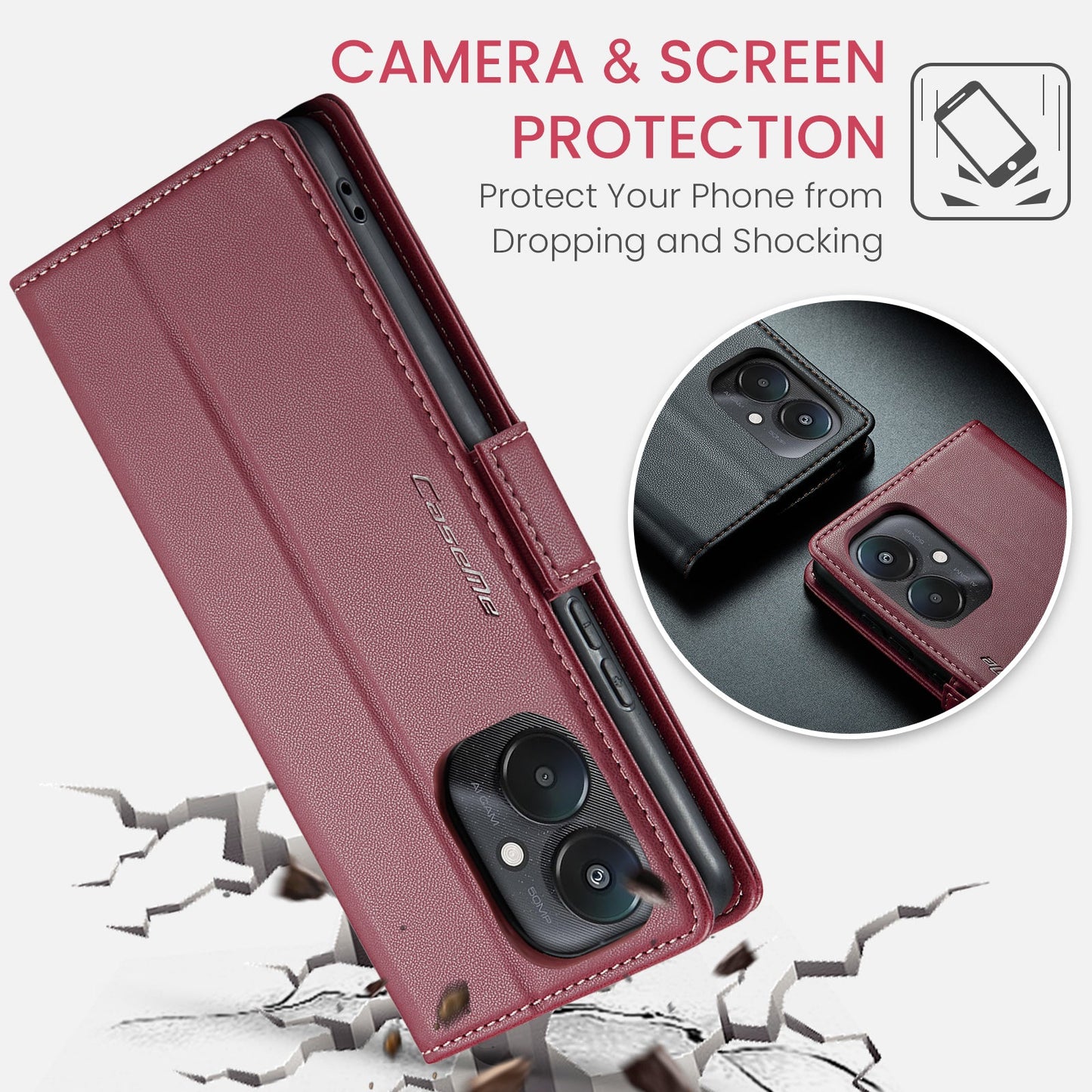 Xiaomi Poco C65 Pu Wallet Case [Maroon]