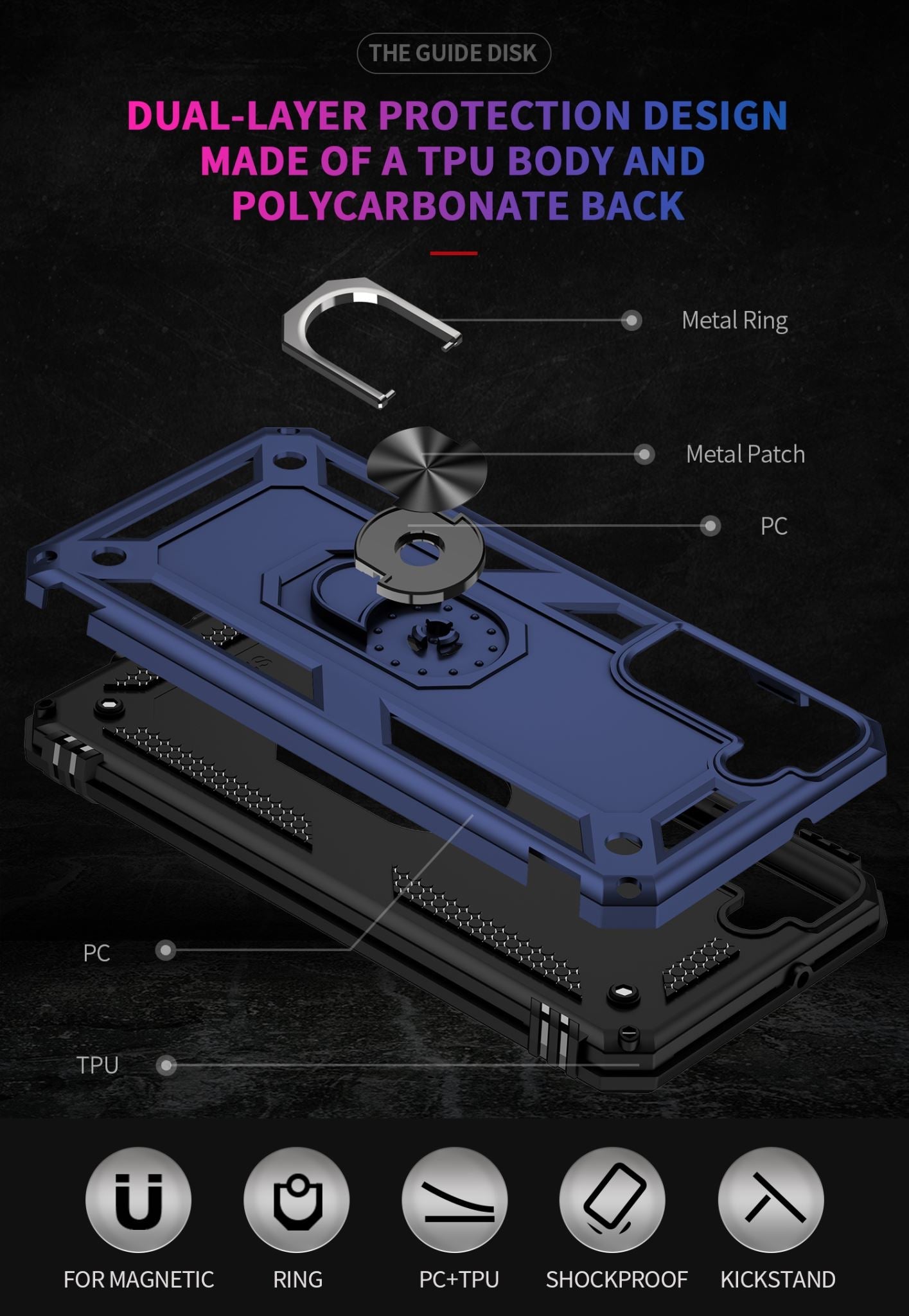 Galaxy S22 Military Armour Ring Case [Navy]