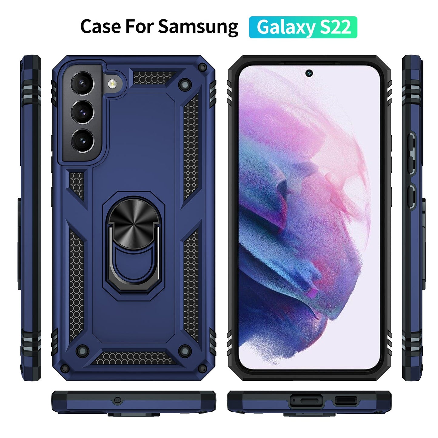 Galaxy S22 Military Armour Ring Case [Navy]