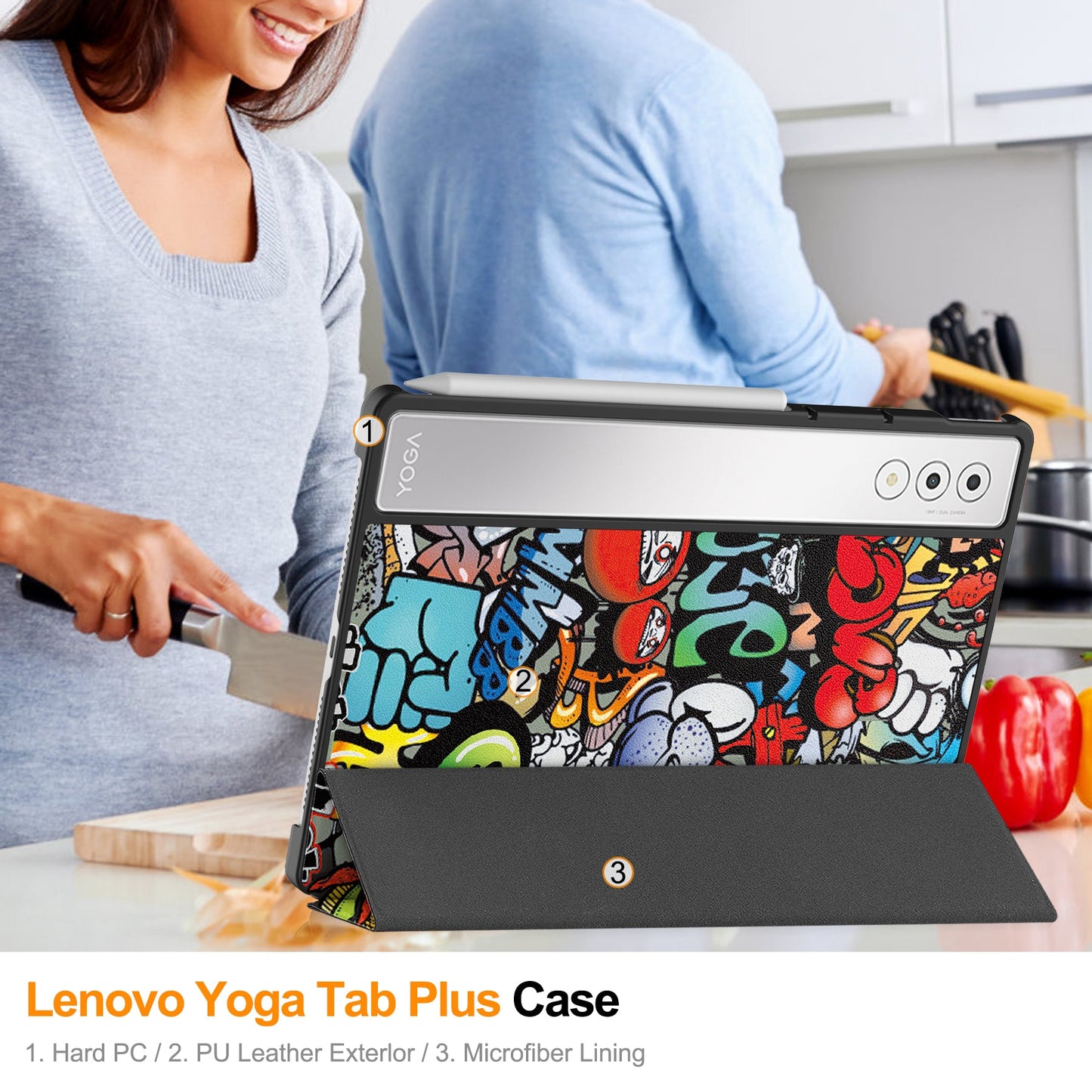 Lenovo Yoga Tab Plus 12.7 Tb520 Designer Tri-fold Case [Graffiti]