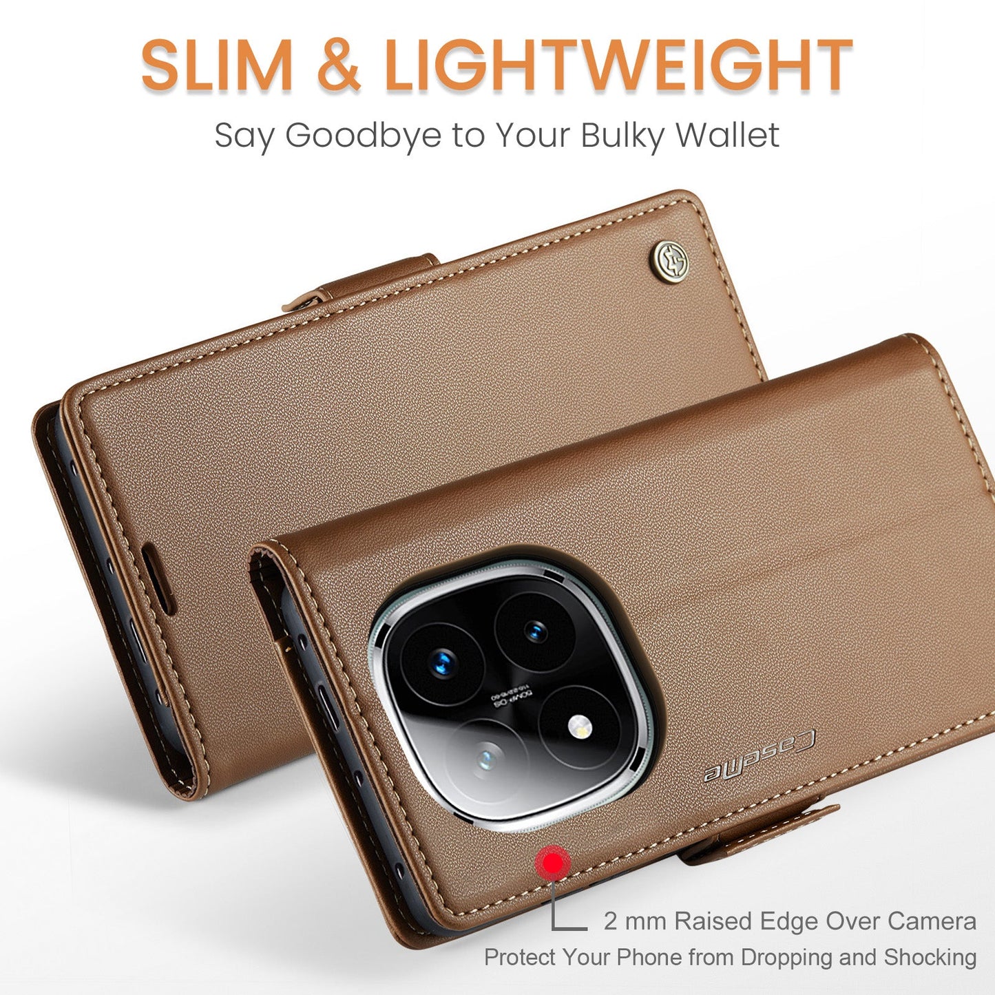 Xiaomi Redmi Note 14 Pro 5G Pu Wallet Case [Brown]