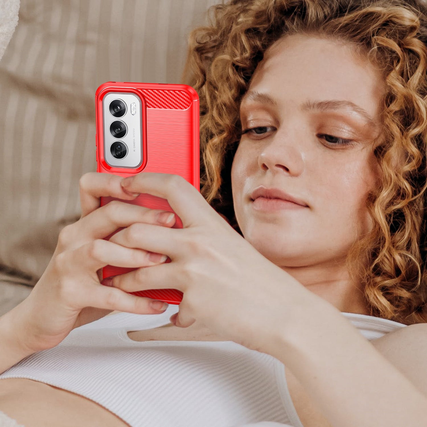Oppo Reno 12 Pro Carbon Fibre Case [Red]