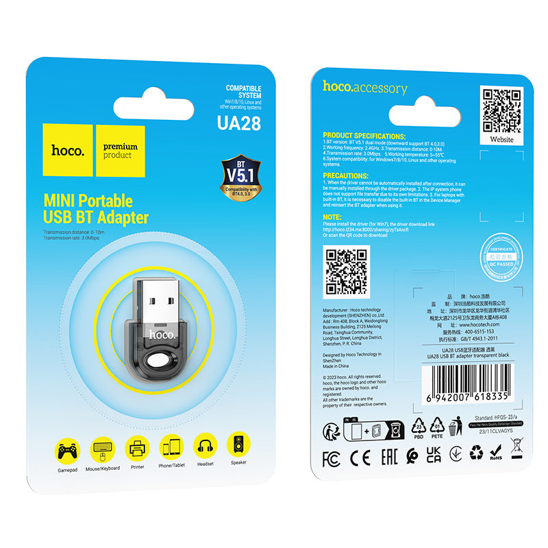 Hoco Usb Bluetooth Receiver Adaptor (Ua28)