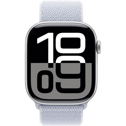Apple Watch Series 10 GPS, 46mm Aluminum Case [ Blue Cloud Sport Loop A2999 MWWN3 - Silver ]