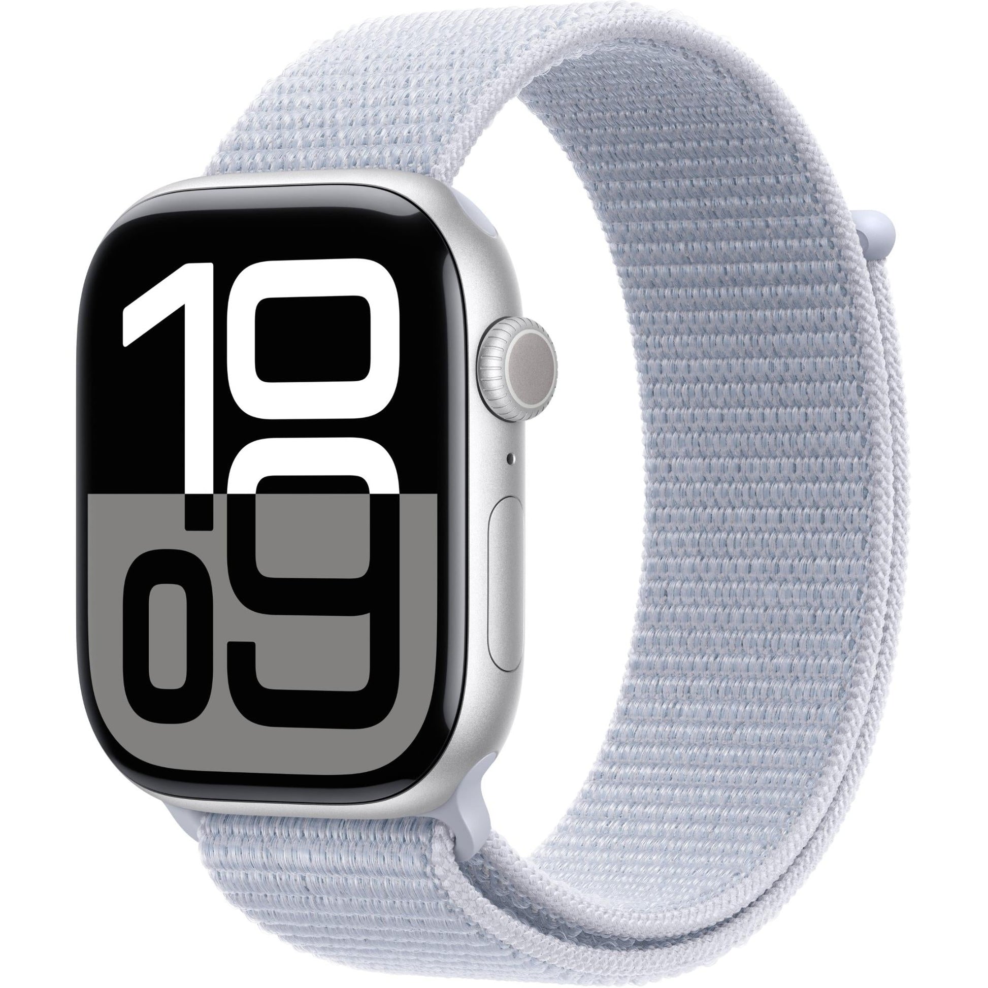 Apple Watch Series 10 GPS, 46mm Aluminum Case [ Blue Cloud Sport Loop A2999 MWWN3 - Silver ]