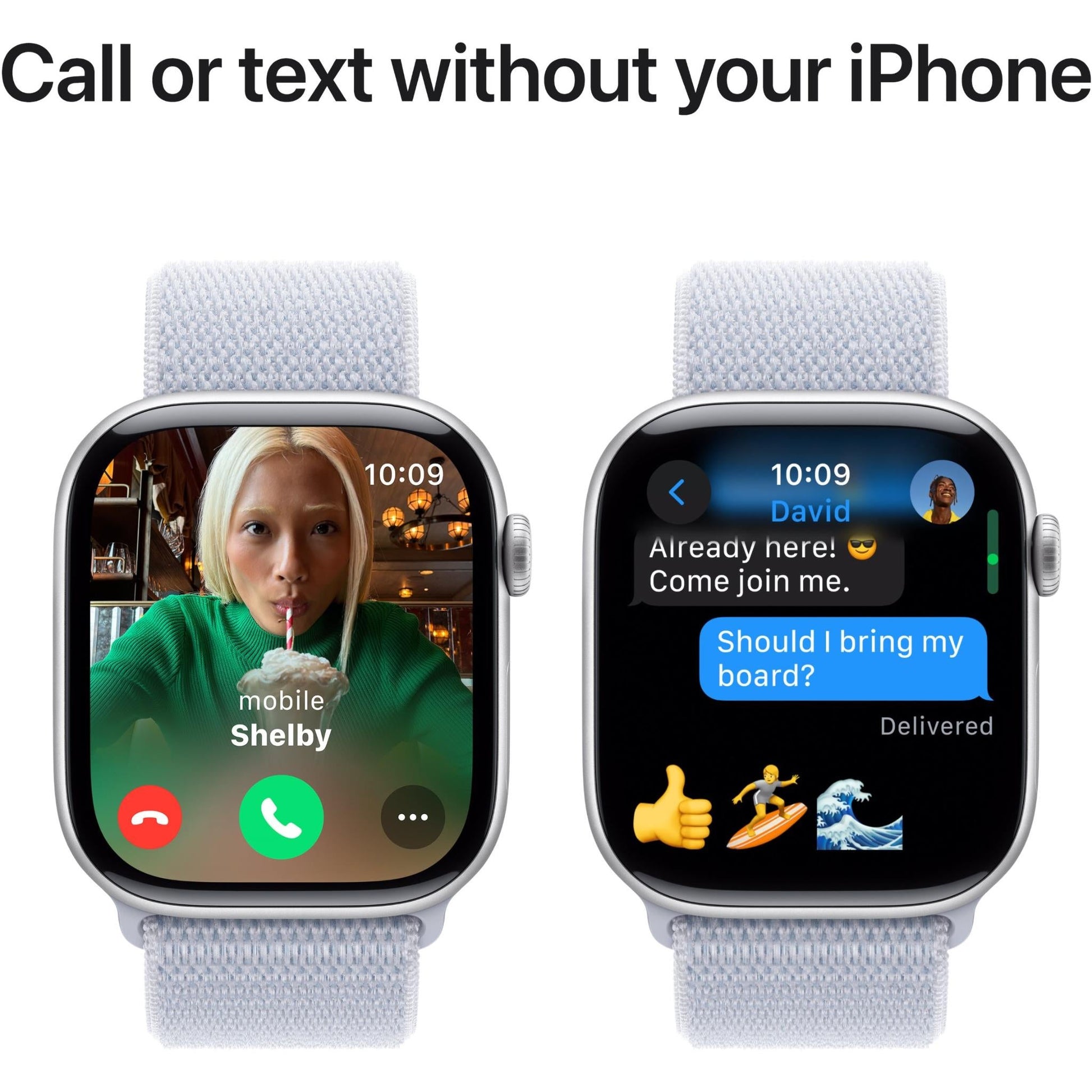 Apple Watch Series 10 GPS, 46mm Aluminum Case [ Blue Cloud Sport Loop A2999 MWWN3 - Silver ]