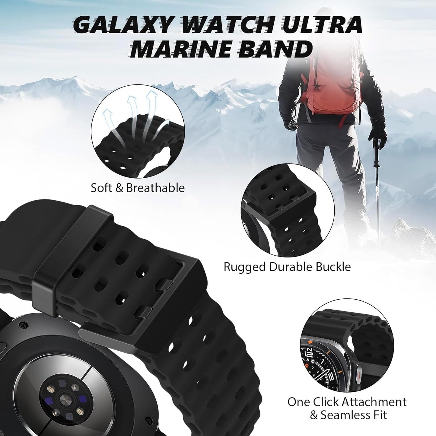 Samsung Galaxy Watch Ultra 47mm Silicone Strap [Black]