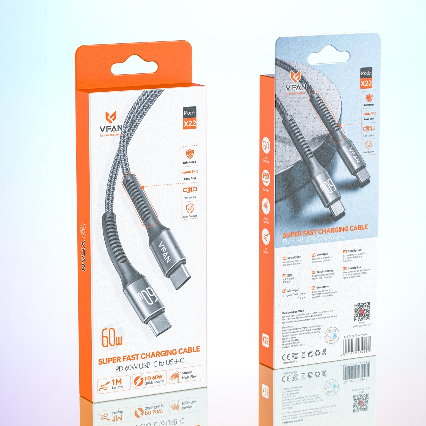 Vipfan Super Fast Charging Cable with Reinforced Long Grip (X22)