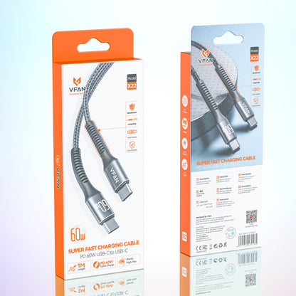 Vipfan Super Fast Charging Cable with Reinforced Long Grip (X22)