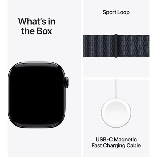 Apple Watch Series 10 GPS + Cellular, 46mm Aluminum Case [ Ink Sport Loop - Jet Black ]