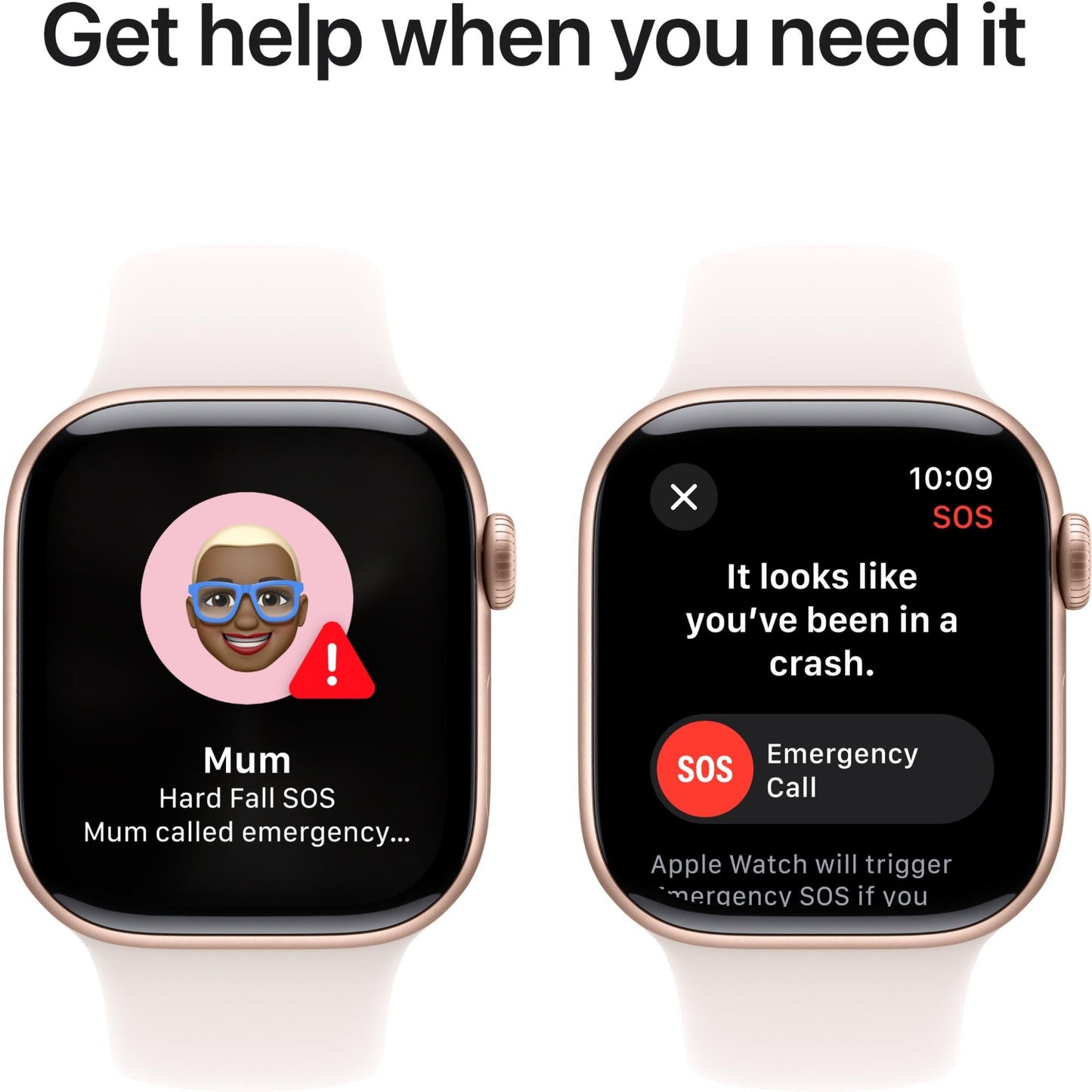 Apple Watch Series 10 GPS, 42mm Aluminum Case [ Light Blush Sport Band S/M MWWH3 - Rose Gold ]