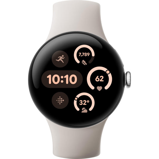 Google Pixel Watch 3 Bluetooth 41mm Aluminum case [ Porcelain Active Band- Polished Silver ]