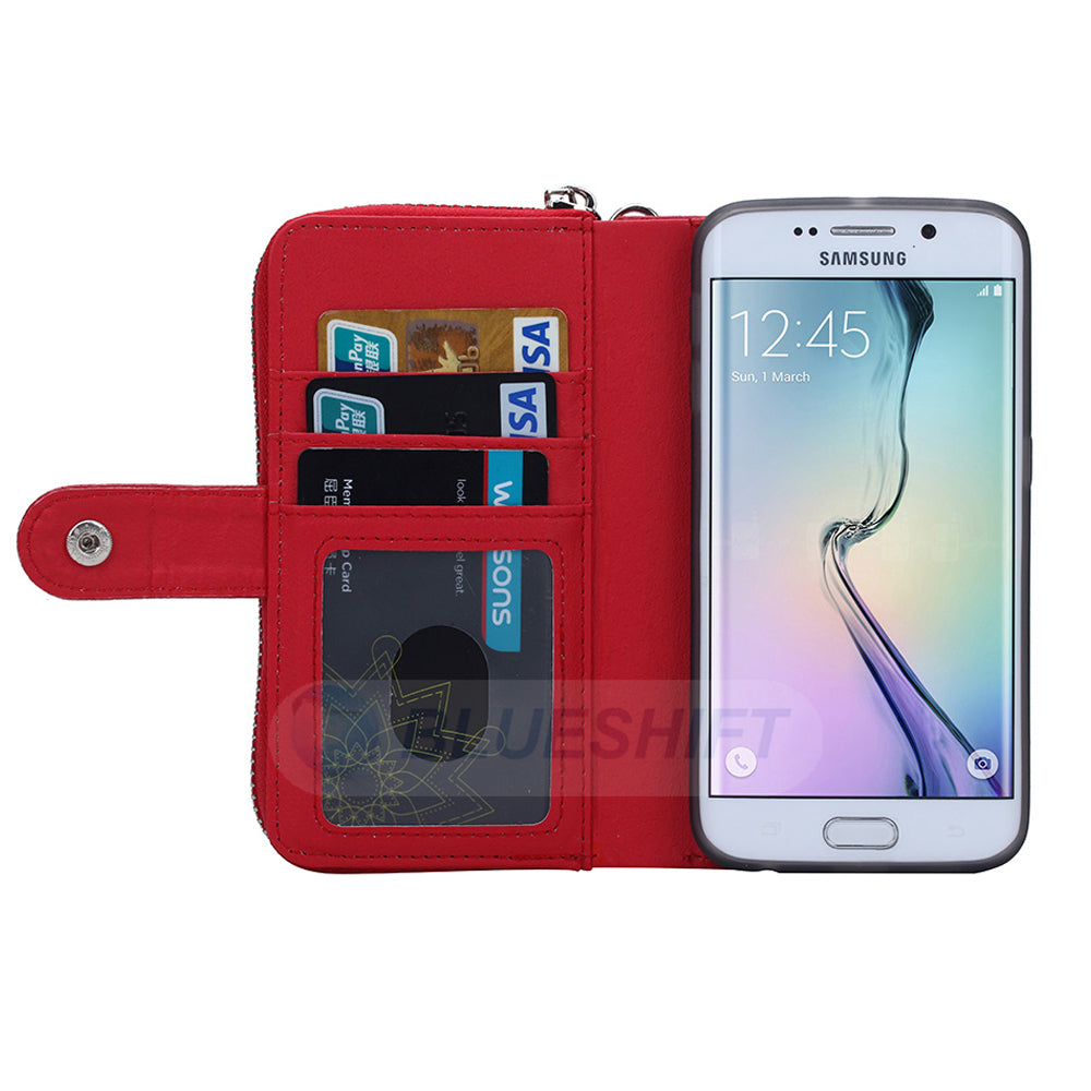 Samsung Galaxy S6 Edge Zipper Wallet Case Red
