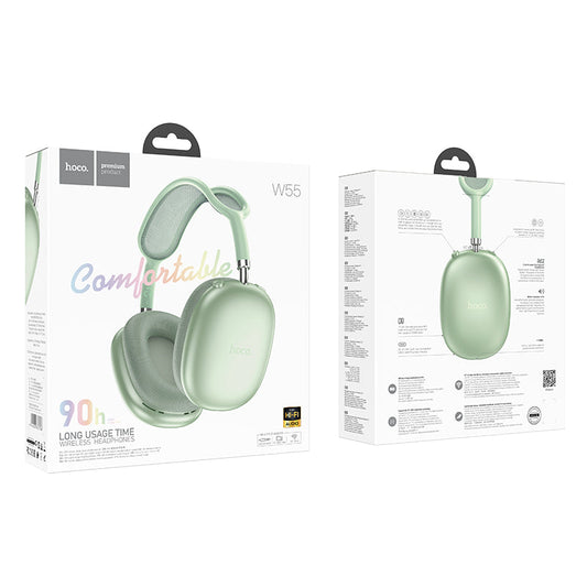Premium Bluetooth Headset w/ 90 Hours, Colorful Design (W55) [Green]