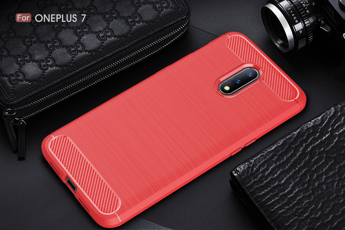 Oneplus 7 Carbon Fibre Case [Red]