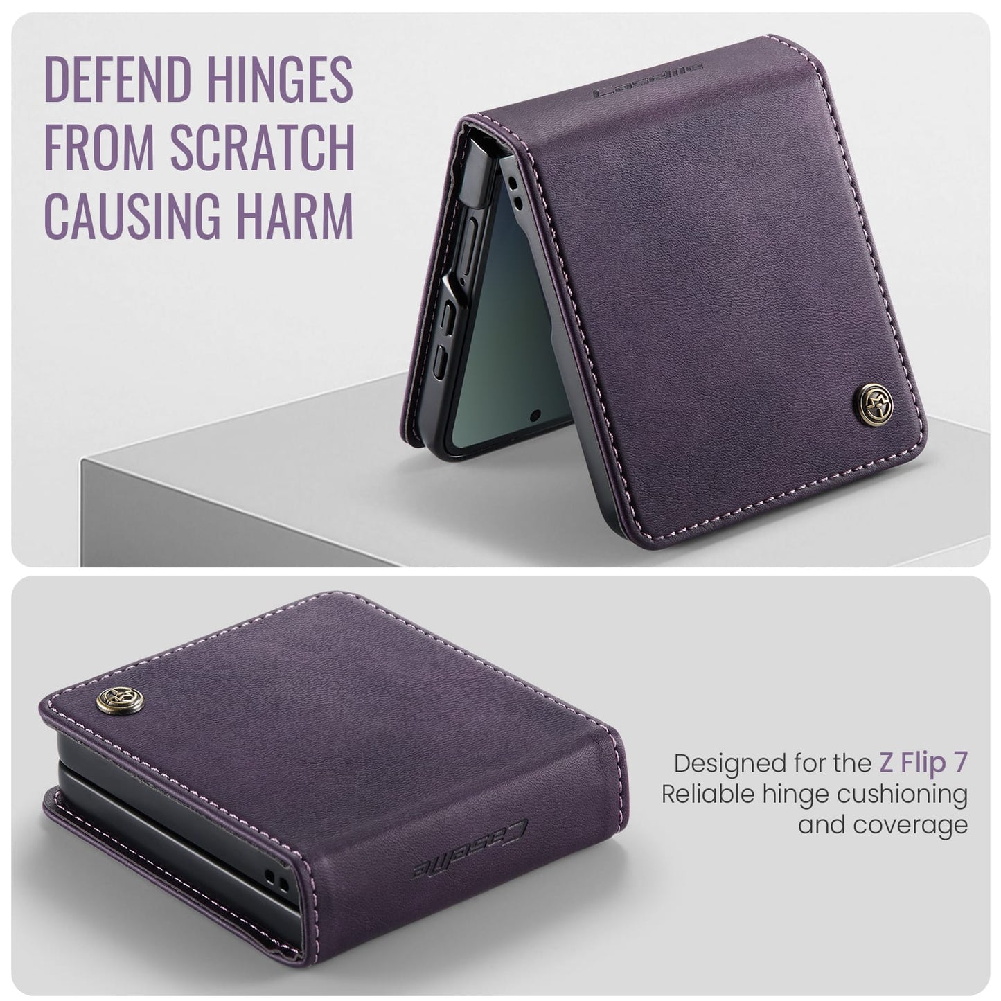 Galaxy Z Flip 7 Pu Leather Case [Purple]