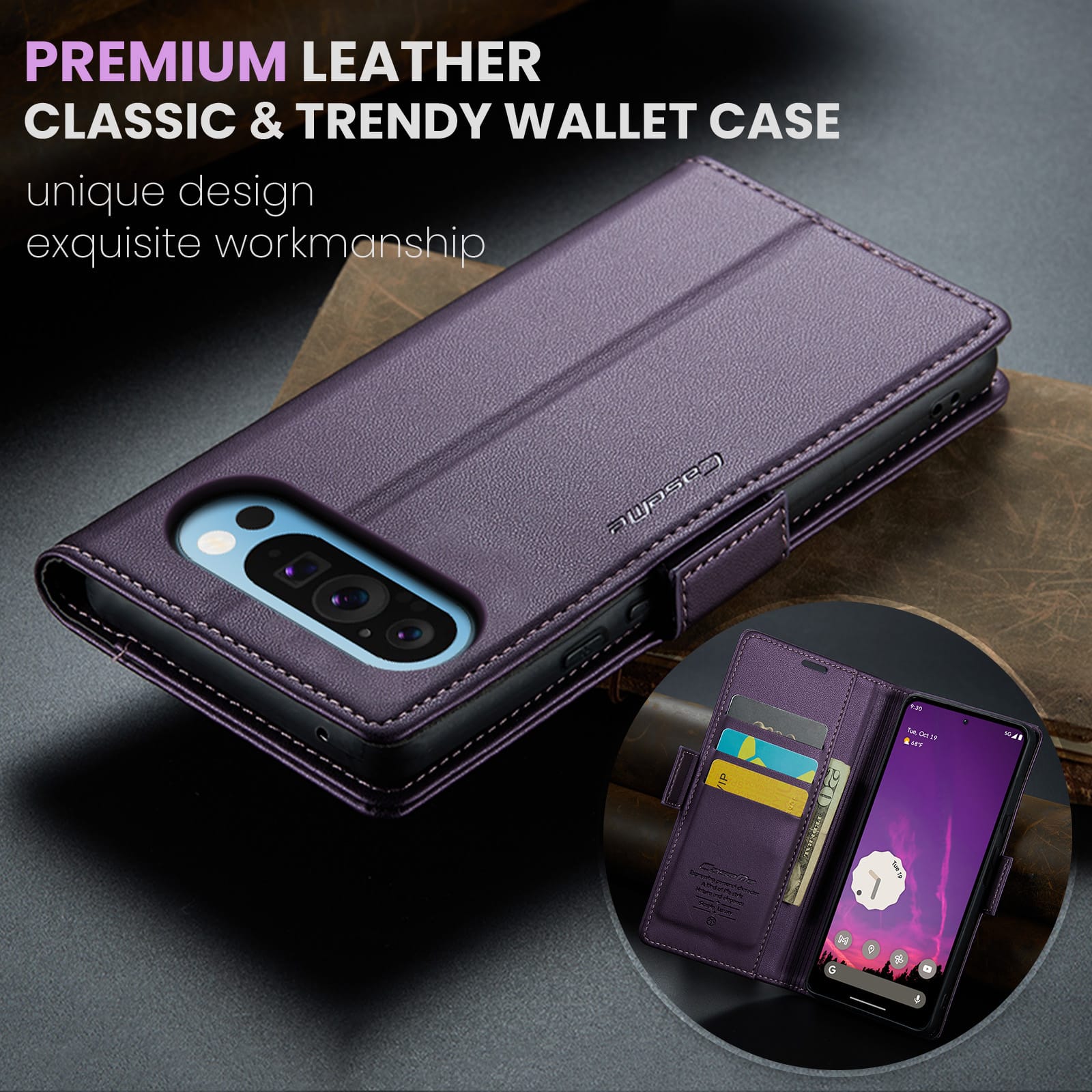 Google Pixel 10 Pro Xl Pu Wallet Case [Purple]
