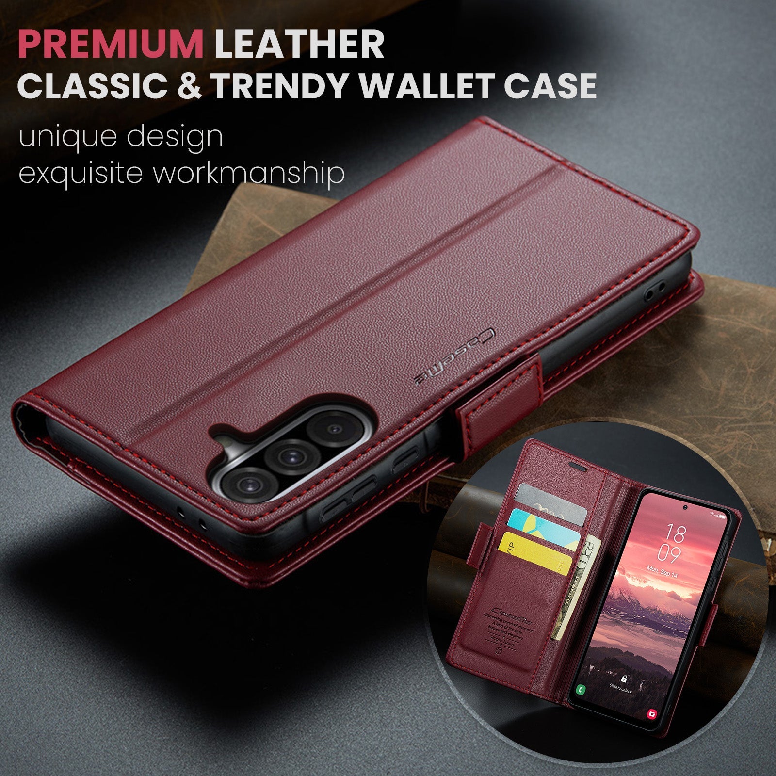 Galaxy A56 5G Pu Wallet Case [Maroon]