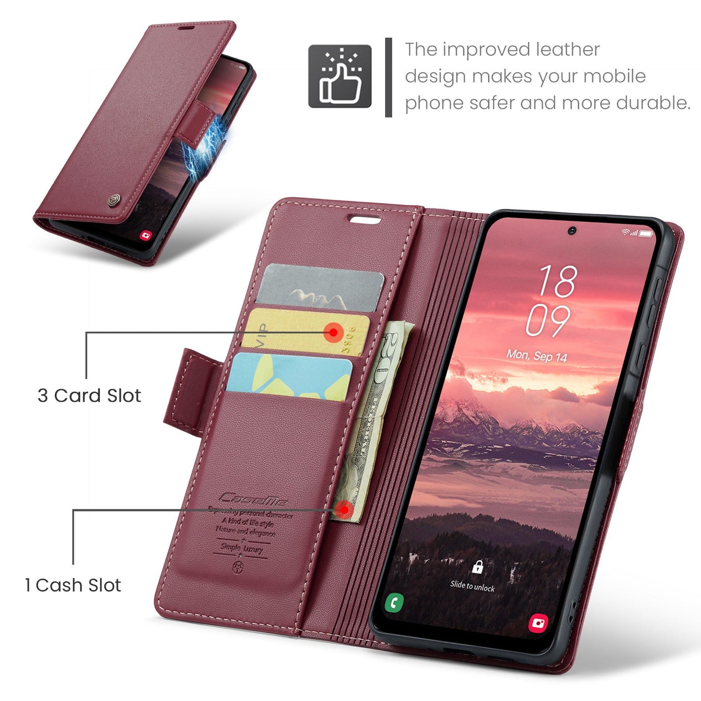 Galaxy A56 5G Pu Wallet Case [Maroon]