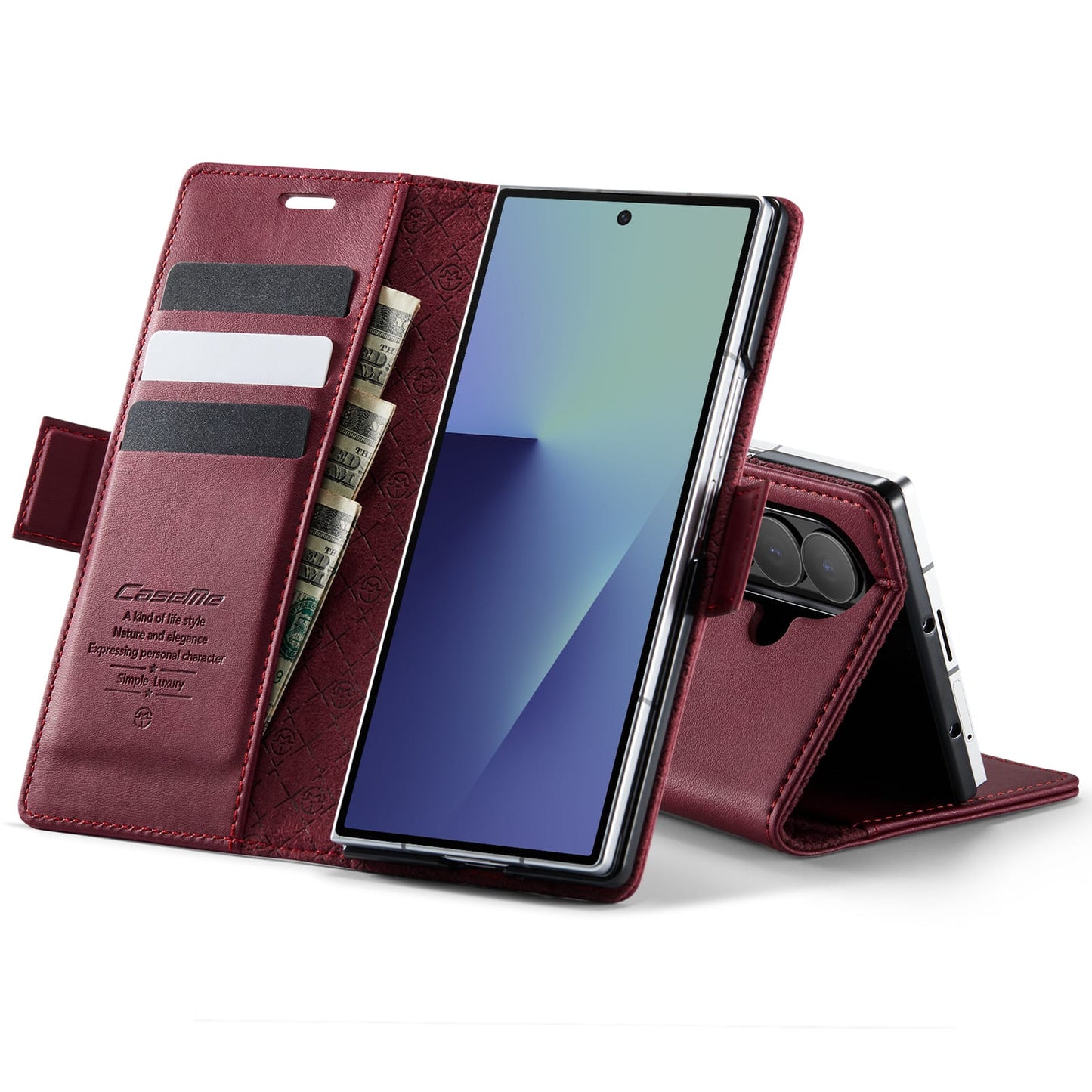 Galaxy Z Fold 7 Pu Wallet Case [Maroon]