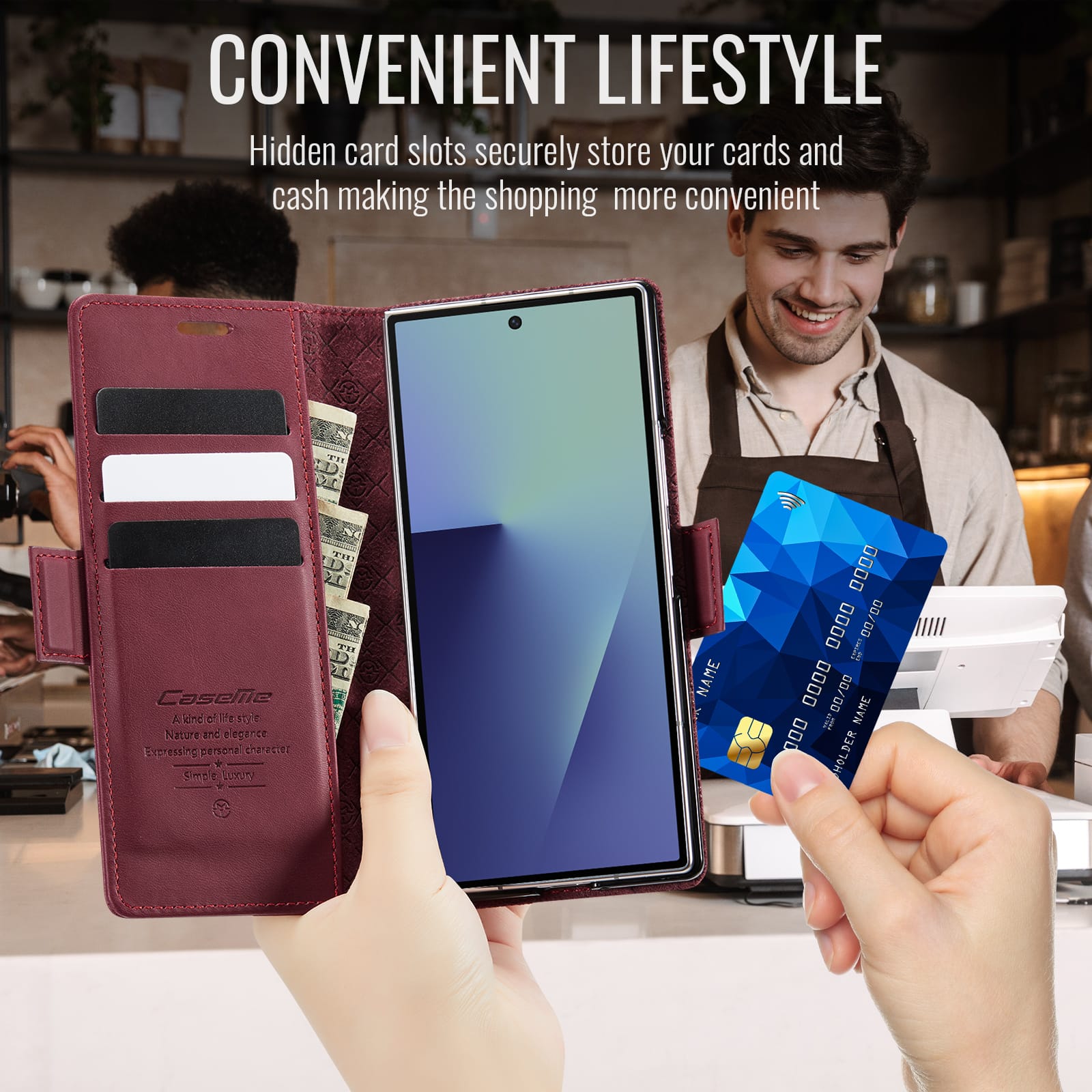 Galaxy Z Fold 7 Pu Wallet Case [Maroon]