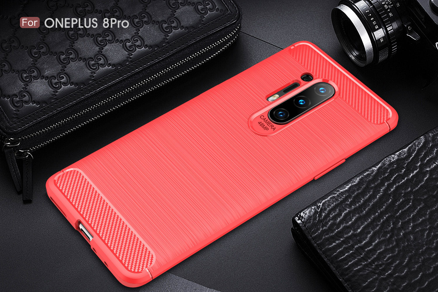 Oneplus 8 Pro Carbon Fibre Case [Red]