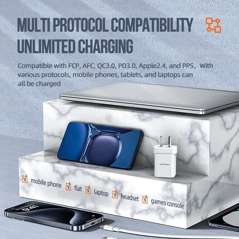 Vipfan 35W Gan Ultra Fast Charger W/ Usb-C & Usb-A (Au8)