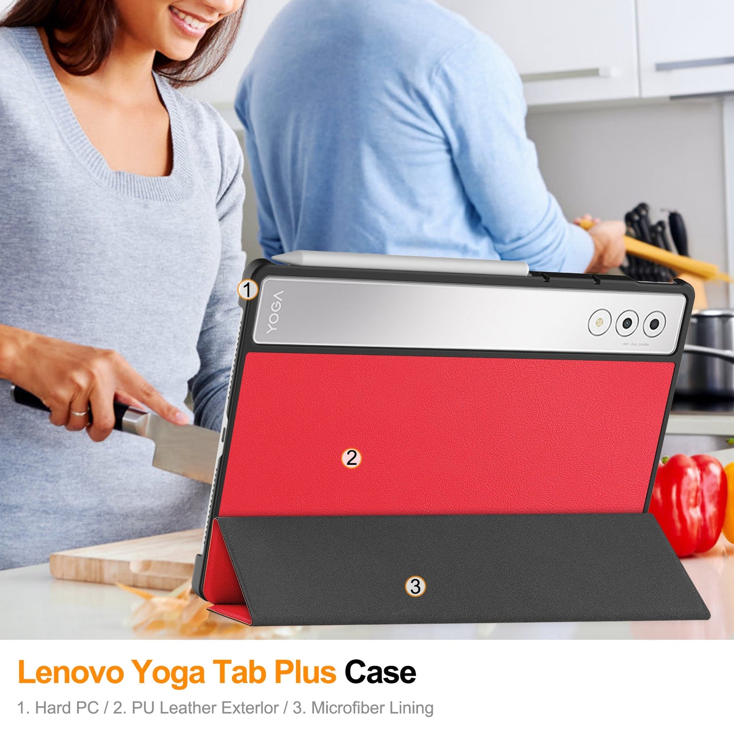 Yoga Tab Plus 12.7 Tri-fold Pu Case [Red]