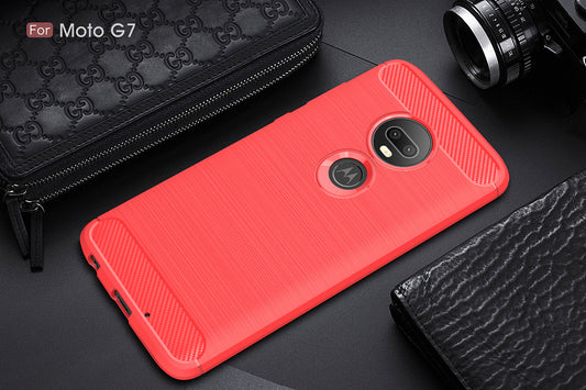 Moto G7/G7Plus Carbon Fibre Case Red
